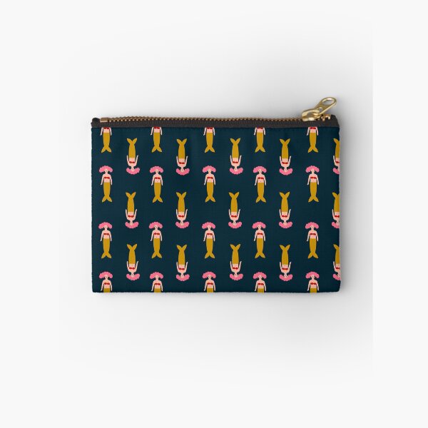Item preview, Cute hand-drawn seamless pattern with mermaids on dark background in minimalistic style . Funny endless design designed and sold by BychkovaEvgenia.