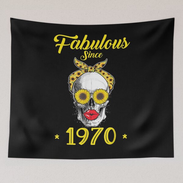 Item preview, Fabulous Since 1970 Sunflower Skull Gift For designed and sold by vivanbess.