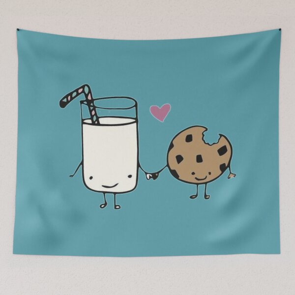 Item preview, drawn glass of milk holding a cookie by the hand designed and sold by filon19931.