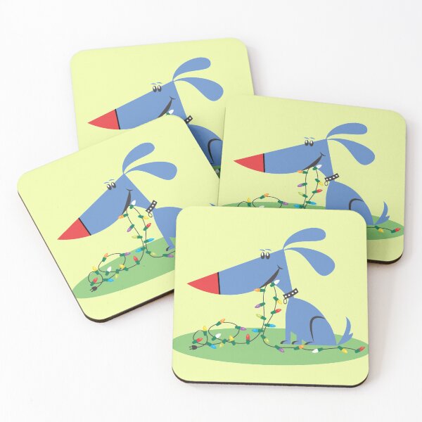 Item preview, Retro 1950s Blue Dog Christmas Lights designed and sold by HolidayBug.