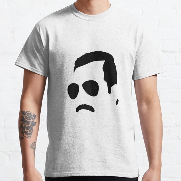 Freddie Mercury - Camiseta oficial de béisbol con diseño raglán monocromático con cara de bloque Camiseta clásica
