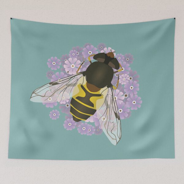 Item preview, A common drone fly on purple flowers designed and sold by Bwiselizzy.