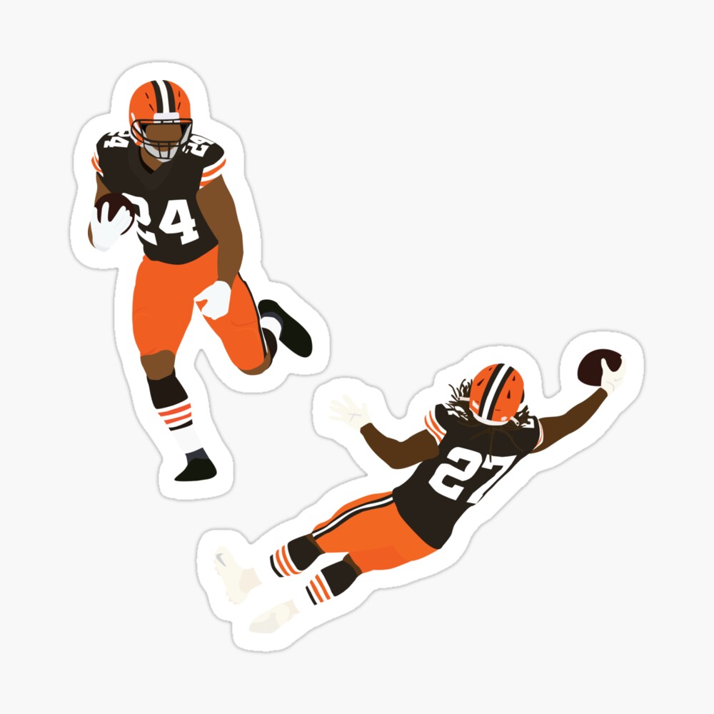 Nick Chubb running over Pittsburgh Steelers MAGNET - Cleveland