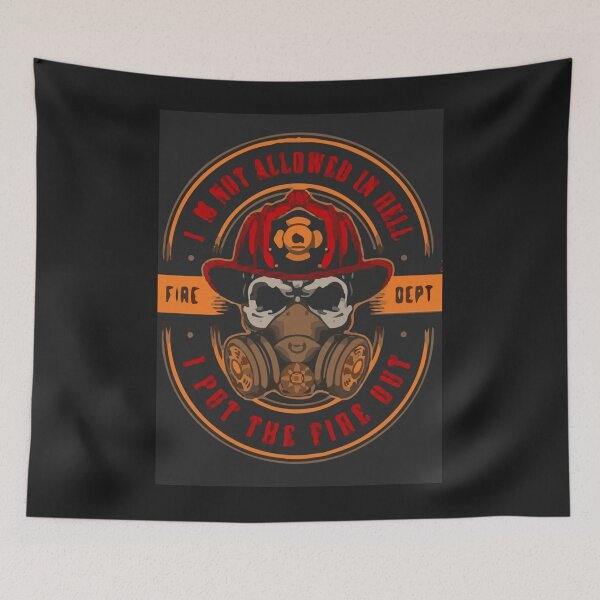 Item preview, Vintage Firefighting Emblem Concept With Skull Fireman Helmet Premium designed and sold by KainOdeh.