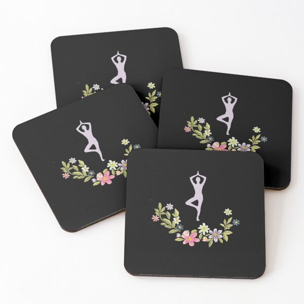 Item preview, Floral Vrikshasana Yoga Pose- Black Edition designed and sold by Megan-Alice.
