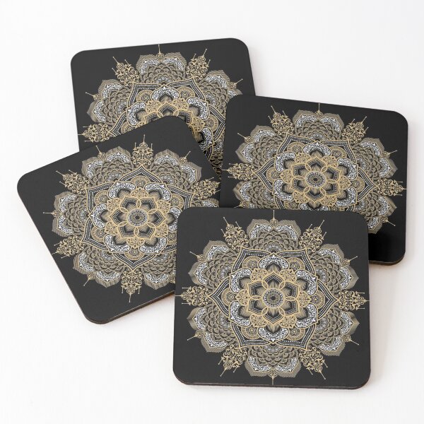Item preview, Round Mandala Art Pattern Design Gold White designed and sold by artomazo.