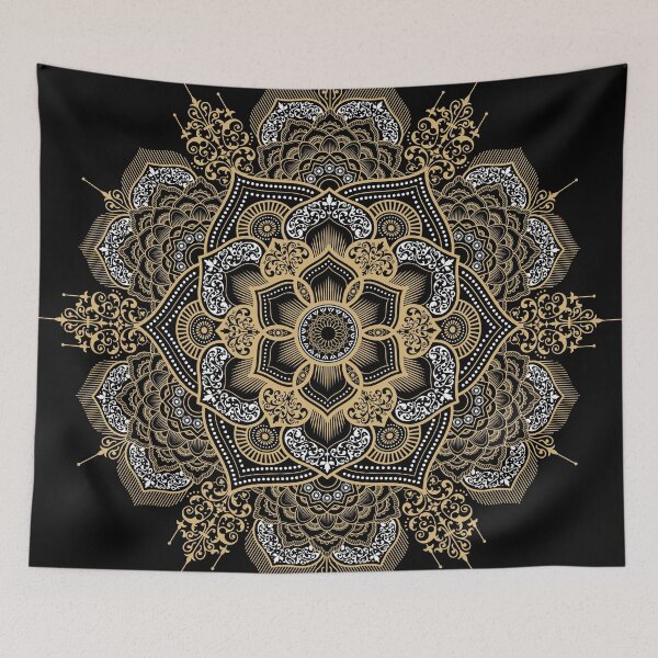 Item preview, Round Mandala Art Pattern Design Gold White designed and sold by artomazo.