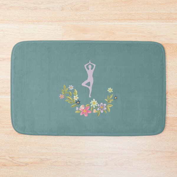 Item preview, Floral Vrikshasana Yoga Pose-Light Teal Edition designed and sold by Megan-Alice.