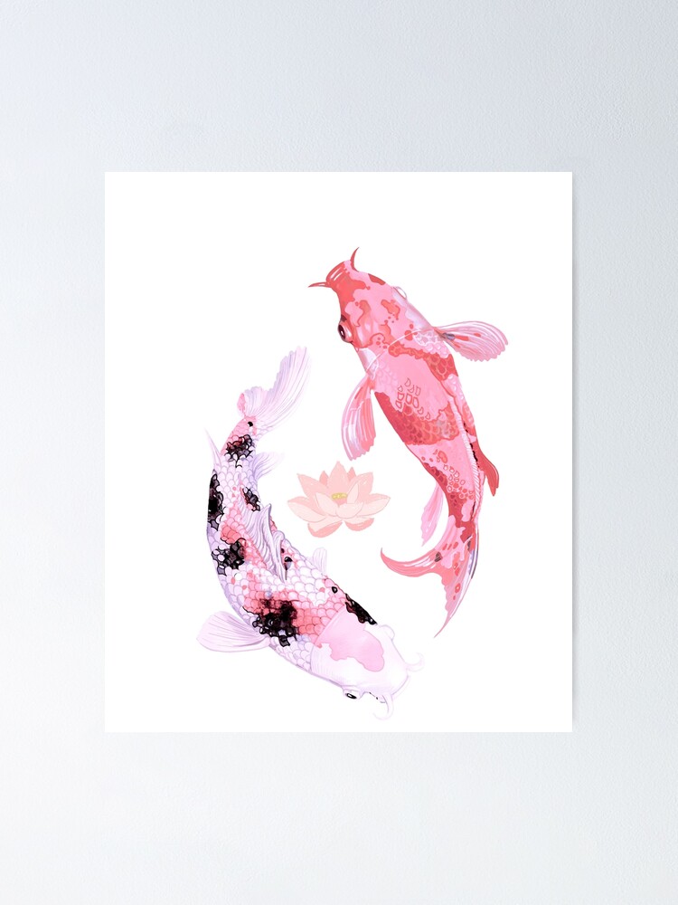 KOI Fish Japanese Watercolor - Fish Japanese Japan Animal Nature - Posters  and Art Prints