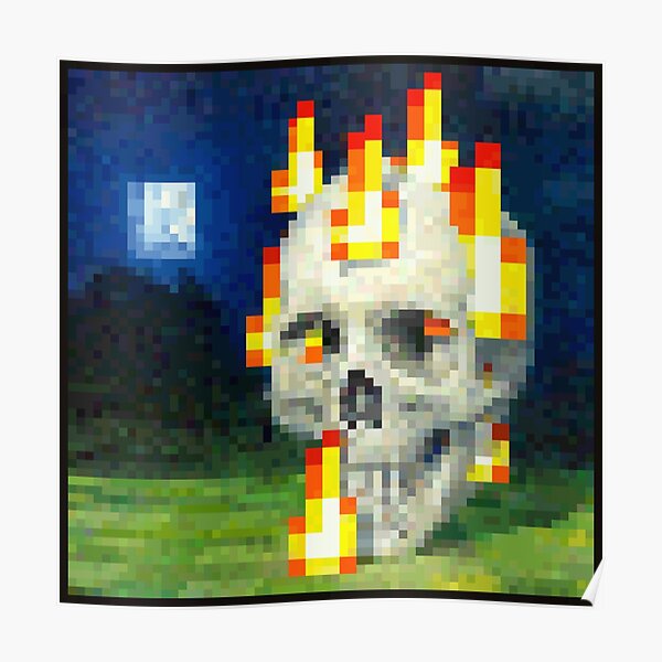 Minecraft Malerei brennender Schädel Poster