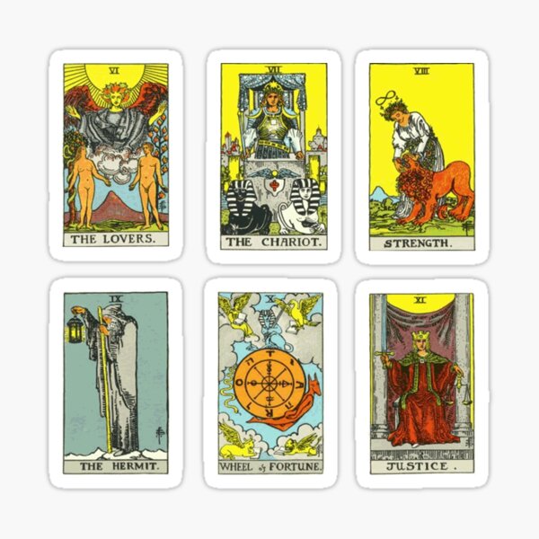 Tarot Card Sticker 6 Pack Colorful – Big Moods