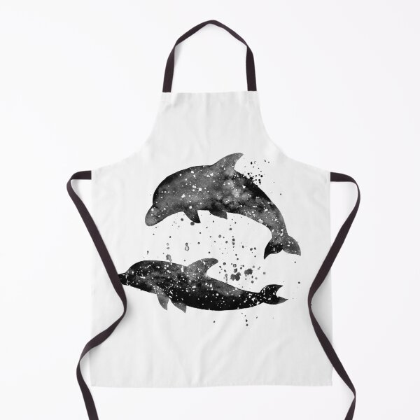 Item preview, black bottlenose dolphin painting design splatter watercolor swimming pair couple set designed and sold by korakai.