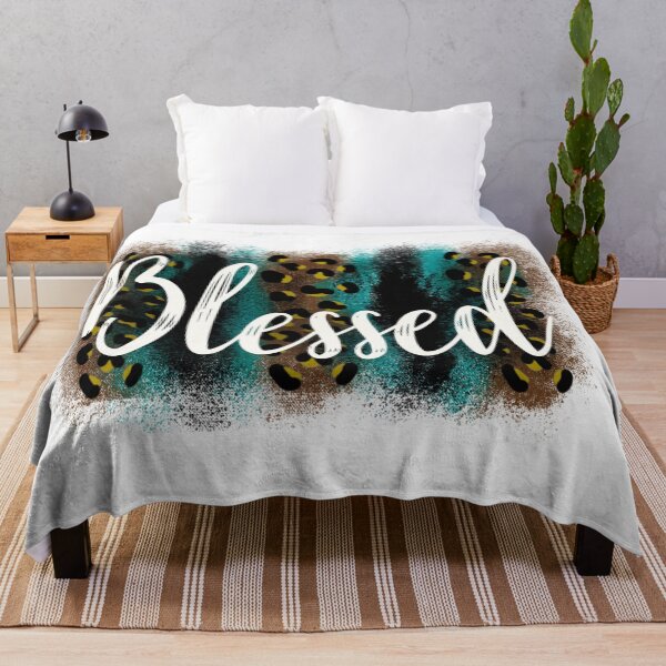 Item preview, “Blessed” black, teal and leopard print - blessed leopard print designed and sold by Designs Of all kinds.