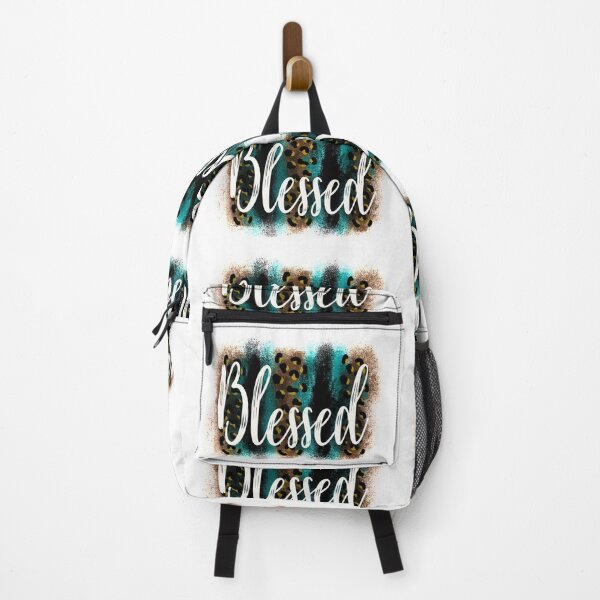 Item preview, “Blessed” black, teal and leopard print - blessed leopard print designed and sold by Designs Of all kinds.