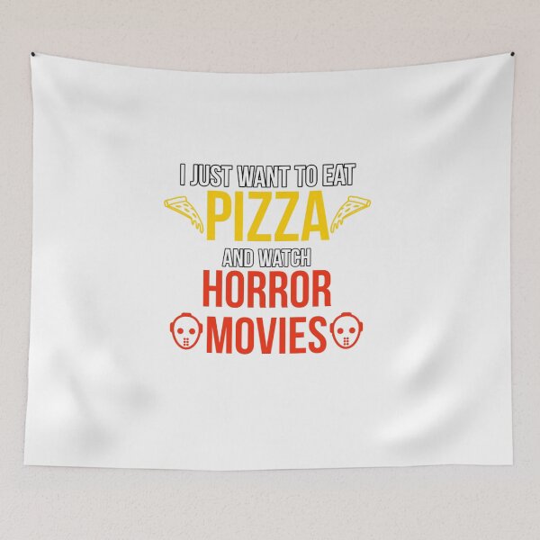 Item preview, I just Want To Eat Pizza And Watch Horror Movie T-shirts / I Just Want To Eat Pizza And Watch Horror Movies Sticker designed and sold by ChopshopTEXT.