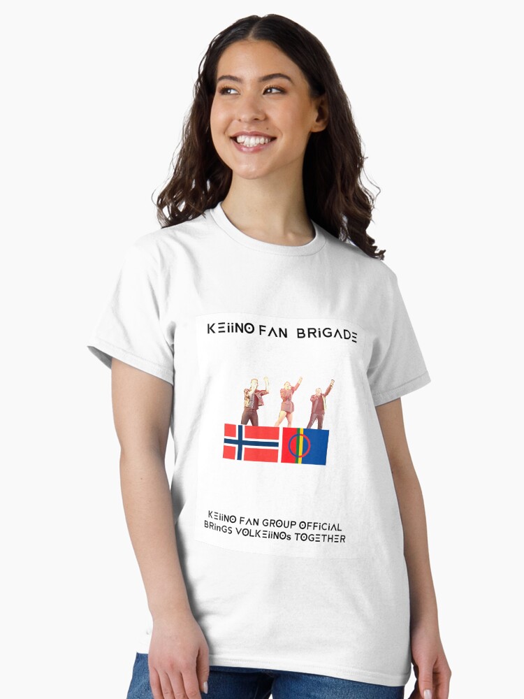 Thumbnail 1 of 7, Classic T-Shirt, KEiiNO Fan Brigade by KEiiNO Fan Group Official. Get your own KEiiNO fan group T-shirt, showing off your fandom of Tom Hugo, Alexandra Rotan and Fred Buljo, Norwegians contribution to Eurovision 2019. designed and sold by KEiiNO-News.