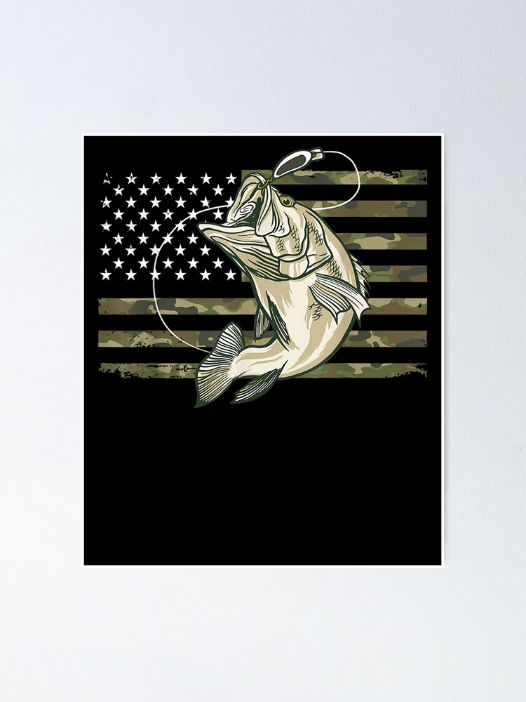 Fishing Camouflage Us American Flag Bass Fish Fis Camo | Poster