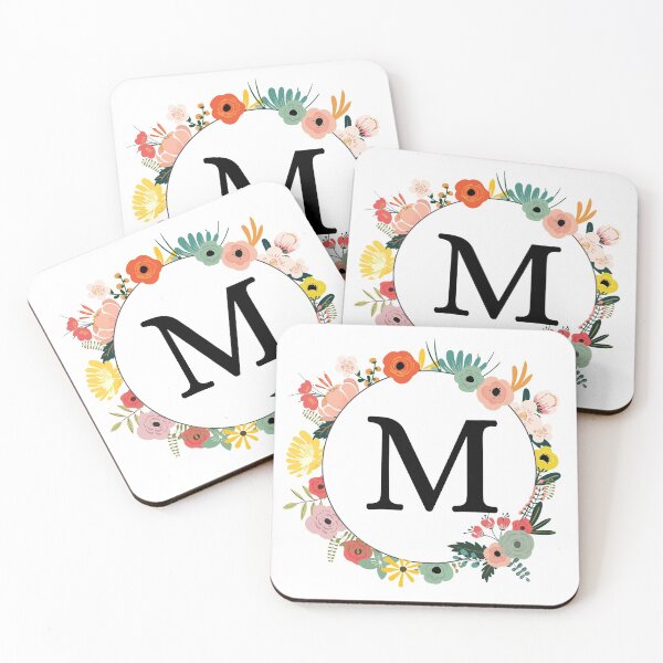 Item preview, Letter M Monogram with Flowers designed and sold by ShirleyDee.