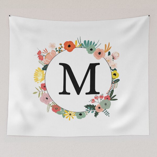 Item preview, Letter M Monogram with Flowers designed and sold by ShirleyDee.