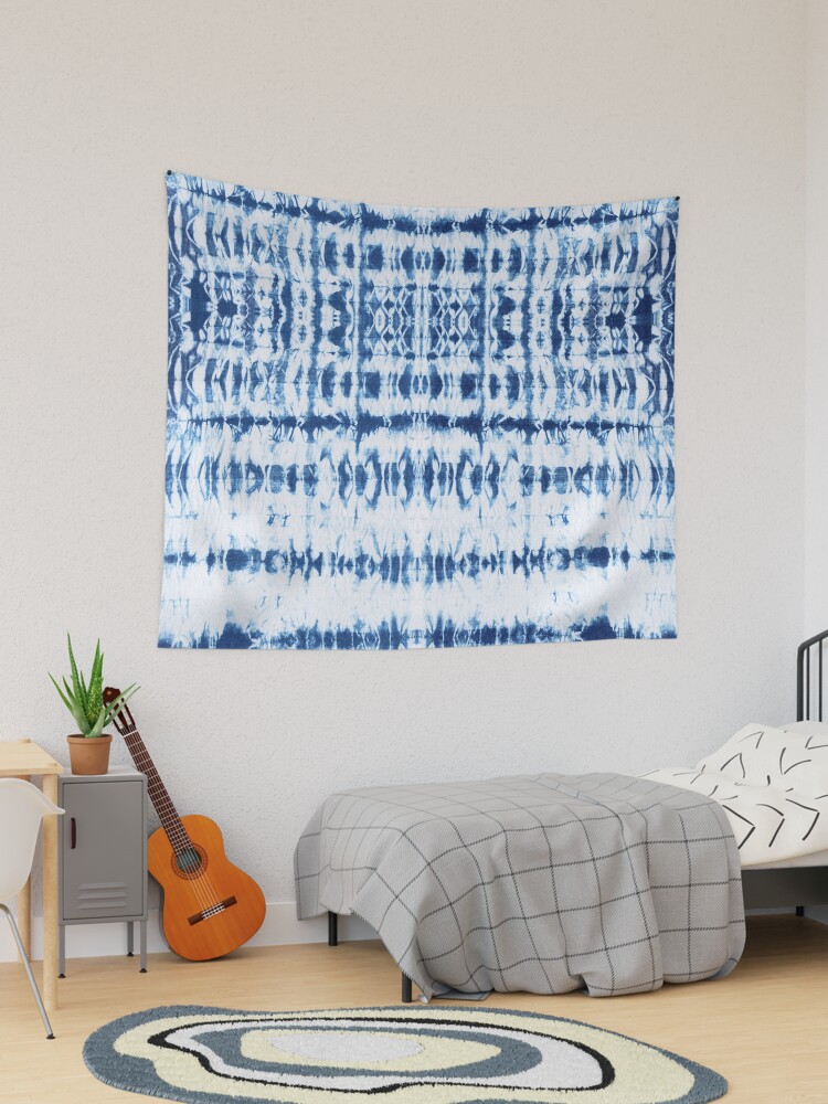 Shibori blue and white arashi tie dye Tapestry for Sale by marufemia Redbubble