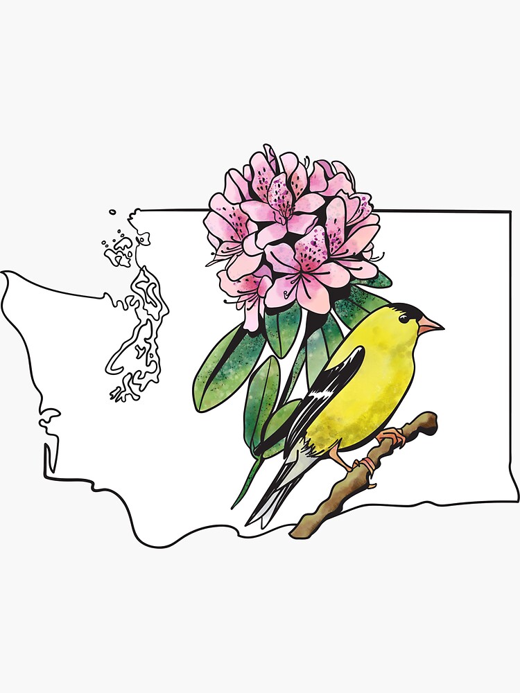 "Washington State Flower and Bird" Sticker for Sale by Kalepanic
