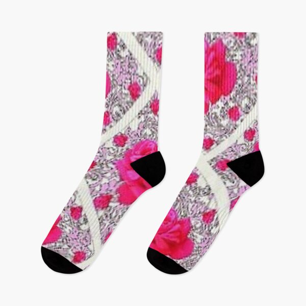 Item preview, CERISE PINK ROSE GARDEN WHITE GEOMETRIC PATTERN ART designed and sold by sharlesart.
