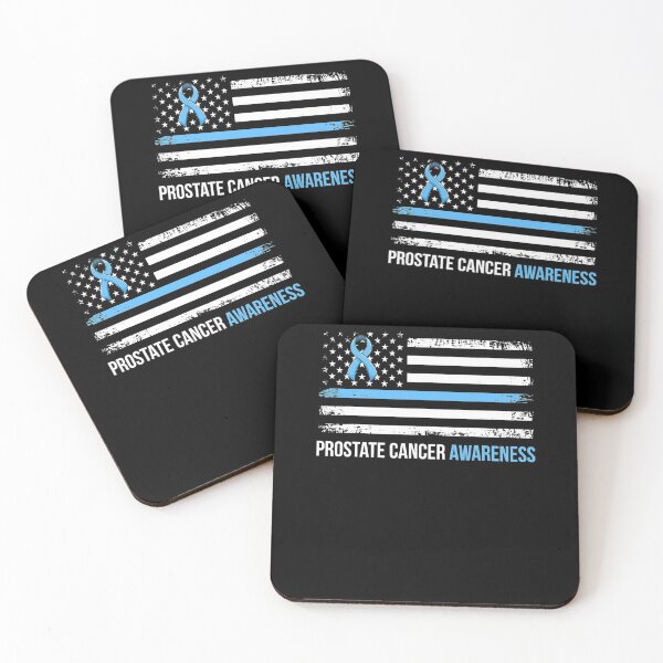 Item preview, Prostate Cancer Awareness Us Flag Light Blue Ribbon Line designed and sold by MargaretHagon.