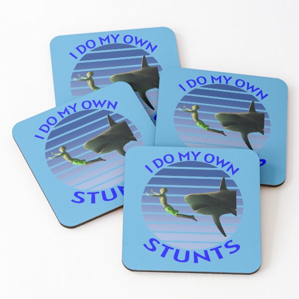Item preview, I Do My Own Stunts Cute Funny Guy Swimmer a Shark designed and sold by KeysTreasures.