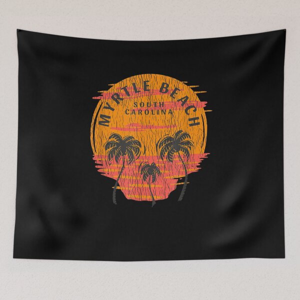 Item preview, Retro Myrtle Beach South Carolina Palm Trees Sunset Skull designed and sold by patsa4.