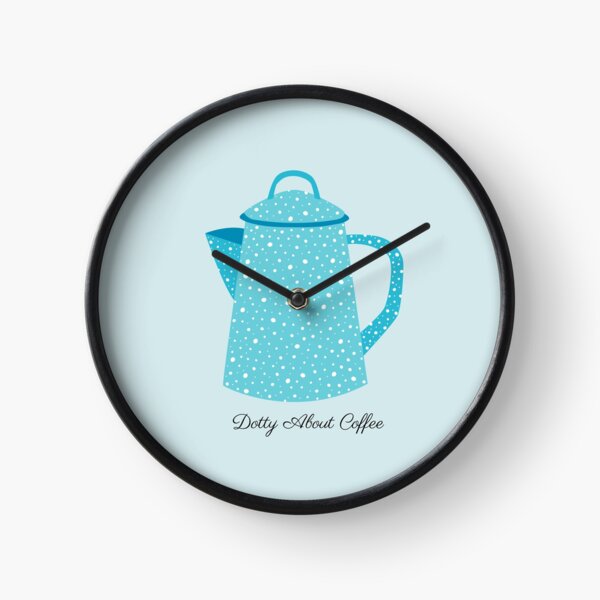 Cute Vintage Dotty About Coffee Design Clock