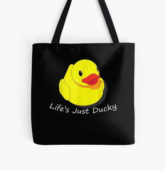 LANBAIHE You've Been Ducked, Duck Duck Tote Bag, Purse for Duck lovers, Yellow Duck Carrying Sack, Rubber Ducks Bag, Ducking Tote Bags, Natural