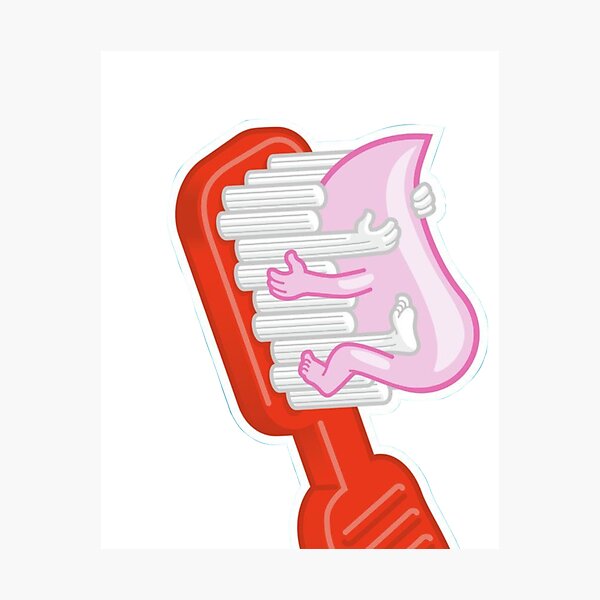 Toothbrush hugging toothpaste Photographic Print