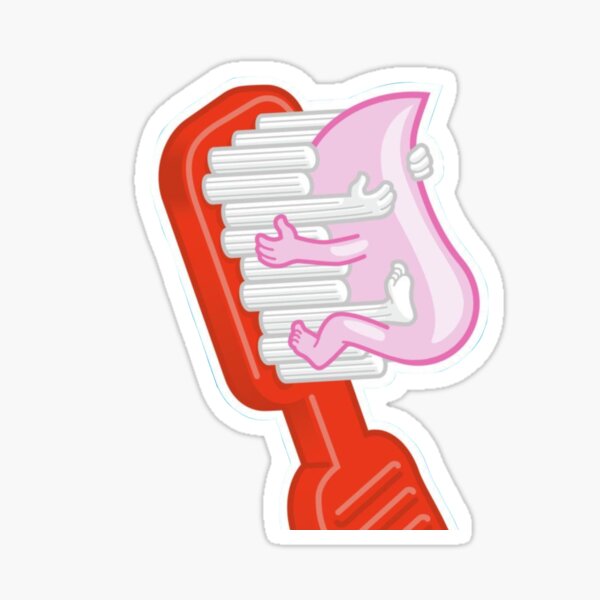 Vista previa del artículo con la obra «Cepillo de dientes abrazando pasta de dientes», diseñado y vendido por guaka-molly.