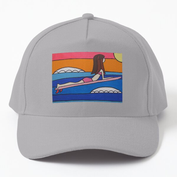 Surfeuse au coucher de soleil Casquette de baseball