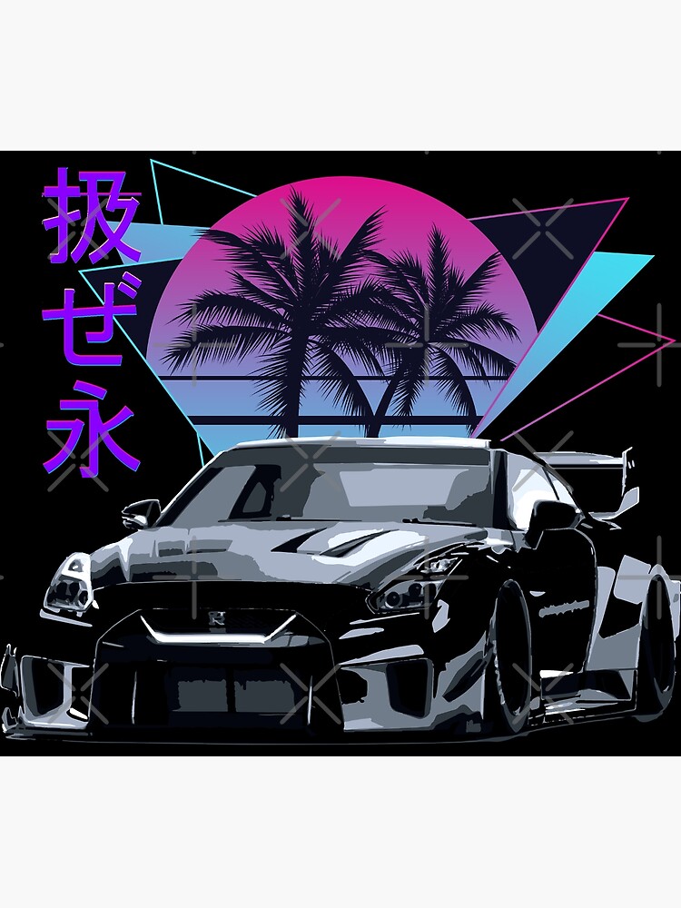 Vaporwave Aesthetic Black GTR R35 Skyline JDM Tuning Drift Racing Canvas