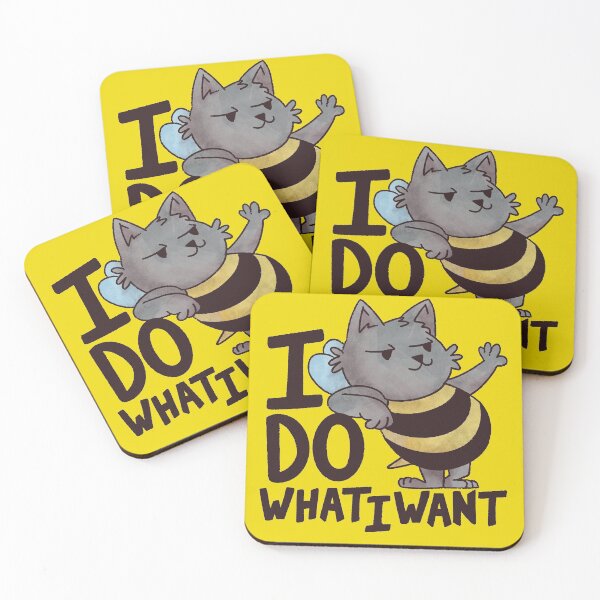Item preview, I Do What I Want Cute Cartoon Cat Bee designed and sold by Piztees.