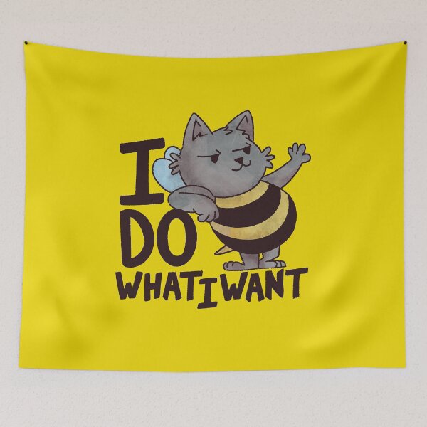 Item preview, I Do What I Want Cute Cartoon Cat Bee designed and sold by Piztees.