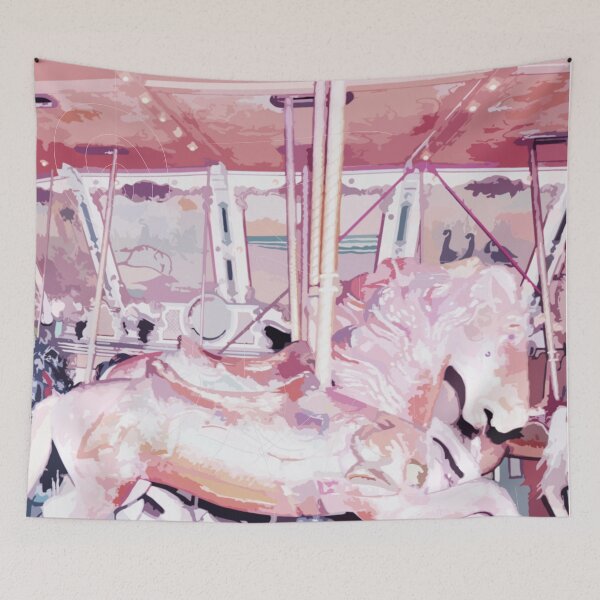 Item preview, Carousel horse on a rosy merry-go-round designed and sold by Boho Contessa.