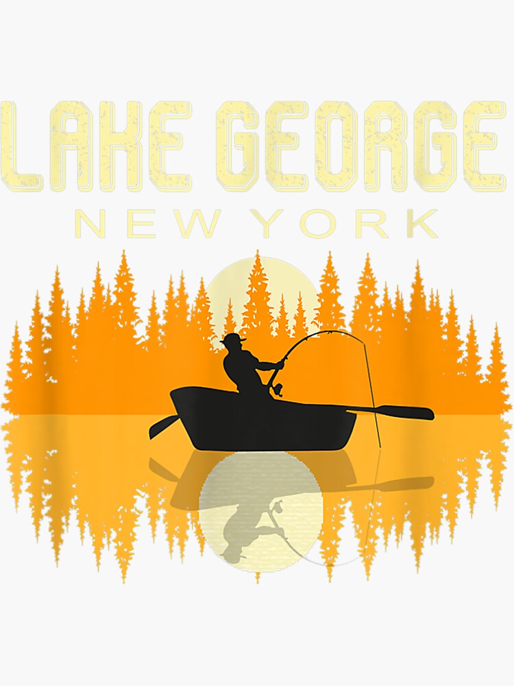 "Lake New York Usa Life And Fishing 80s Retro Gift" Sticker by
