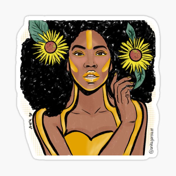 Flower yellow woman Sticker