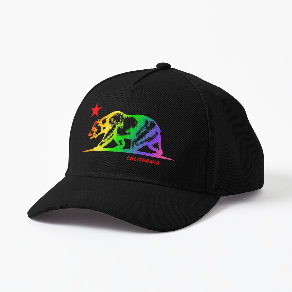 Discover California Republic Bear NCR Cali Gay Pride Rainbow Gradient Flag Cap