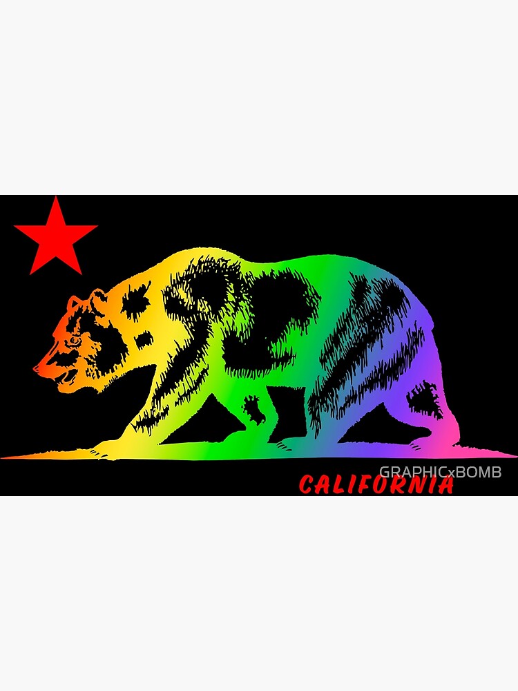 California Republic Bear NCR Cali Gay Pride Rainbow Gradient Flag