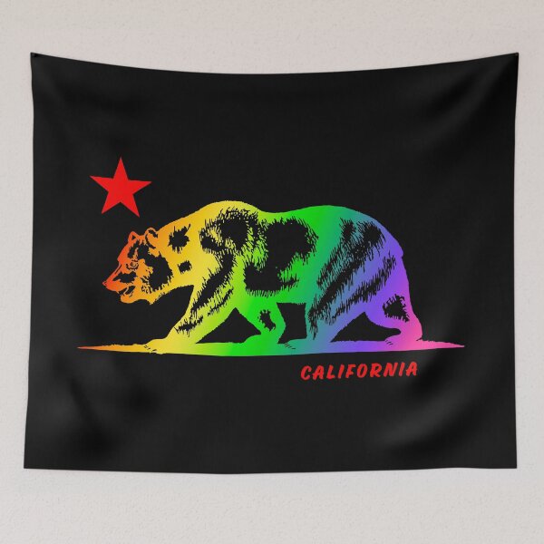 Item preview, California Republic Bear NCR Cali Gay Pride Rainbow Gradient Flag designed and sold by GRAPHICxBOMB.