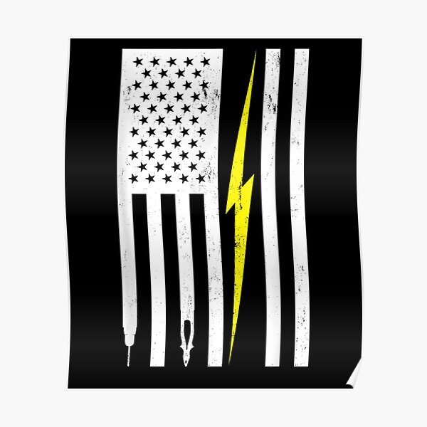 "Electrician American Flag Electrical Engineer Usa Lineman" Poster for