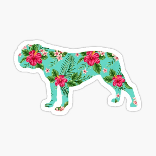 Old English Bulldog Floral Hibiskus Sticker