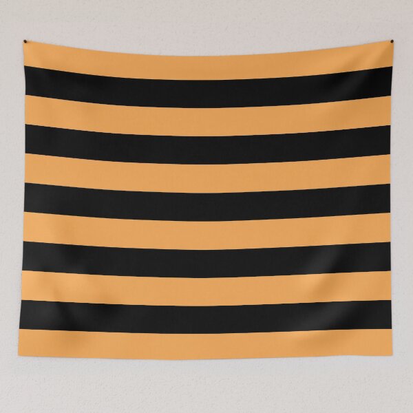 Item preview, Orange and Black Horizontal Stripe Pattern Pairs 2022 Trending Color (Hue / Shade / Colour) Pantone Marigold 14-1050 designed and sold by ColorOfTheYears.