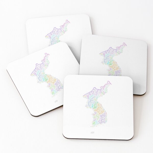 Item preview, Korea River Basin Map in Rainbow Colours with White Background designed and sold by GrasshopperGeo.