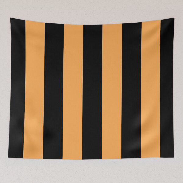 Item preview, Orange and Black Vertical Stripe Pattern Pairs 2022 Trending Color (Hue / Shade / Colour) Pantone Marigold 14-1050 designed and sold by ColorOfTheYears.