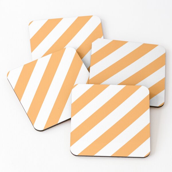 Item preview, Mid-tone Orange and White Diagonal Stripe Pattern Pairs 2022 Trending Color (Hue / Shade / Colour) Pantone Marigold 14-1050 designed and sold by ColorOfTheYears.