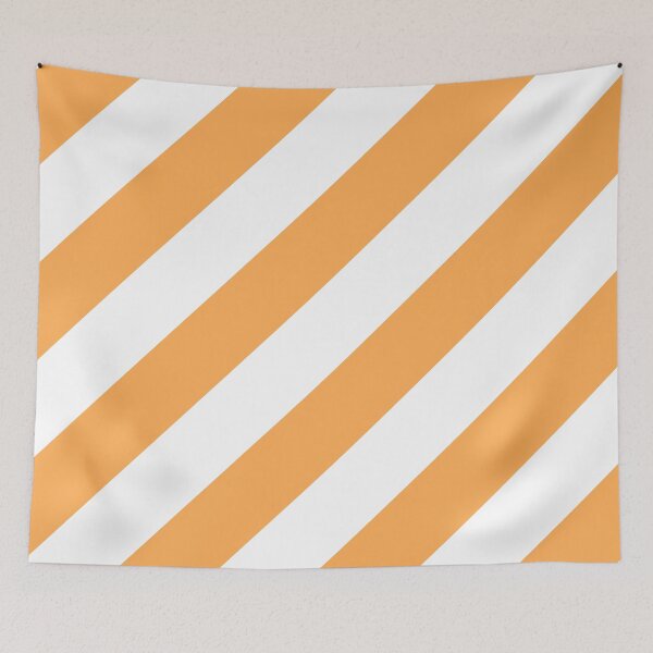 Item preview, Mid-tone Orange and White Diagonal Stripe Pattern Pairs 2022 Trending Color (Hue / Shade / Colour) Pantone Marigold 14-1050 designed and sold by ColorOfTheYears.